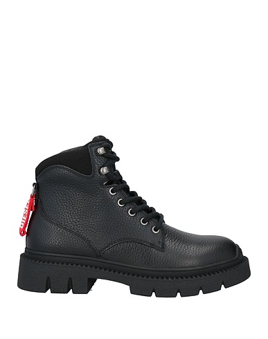 DIESEL Ankle boot Black Leather, Textile fibres