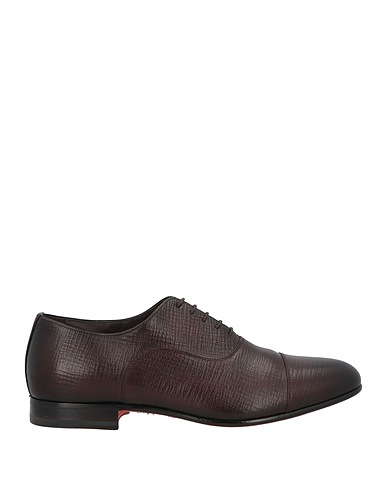 SANTONI Laced shoes Dark brown Leather