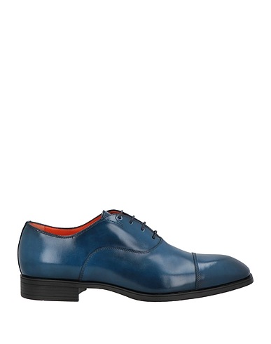SANTONI Laced shoes Blue Leather
