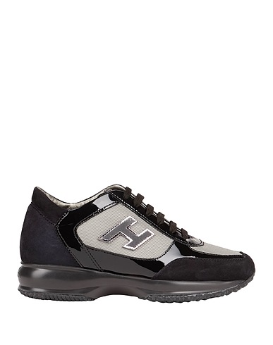 HOGAN Sneakers Black Leather, Textile fibres