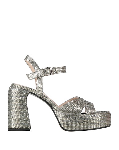 ELENA IACHI Sandals Silver Textile fibers