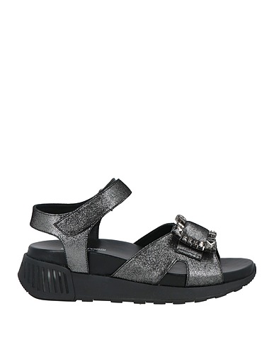 SERGIO ROSSI Sandals Silver Textile fibres