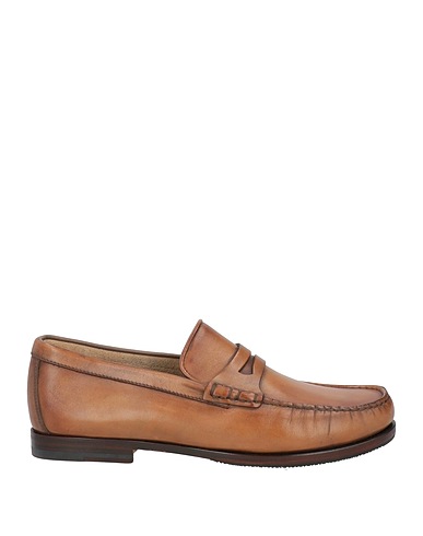 SANTONI Loafers Camel Leather