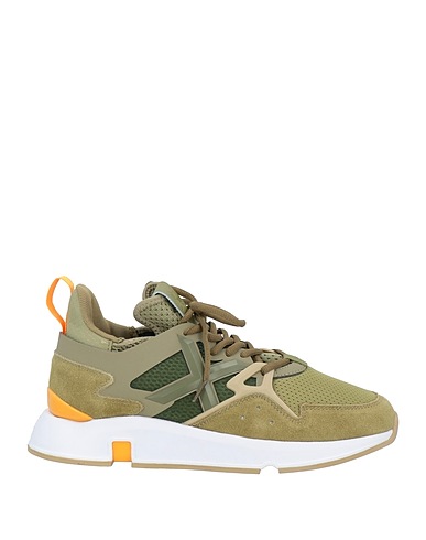 MUNICH Sneakers Military green Leather, Textile fibers