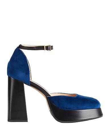CHIARINI BOLOGNA Pump Navy Textile fibers, Leather