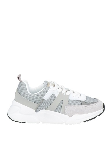 DIESEL Canvas trainers  Light grey Textile fibres, Cow leather
