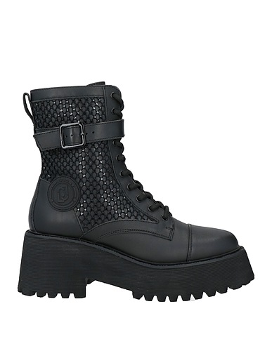 LIU •JO Ankle boot Black Calfskin, Textile fibres