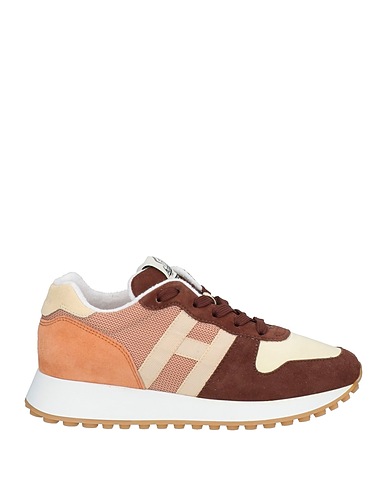 HOGAN Sneakers Brown Leather, Textile fibres