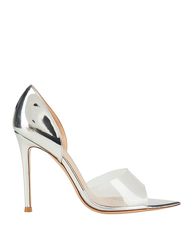 GIANVITO ROSSI Sandals Silver Leather, PVC - Polyvinyl chloride