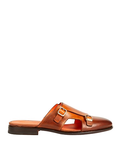 SANTONI Mules and clogs Tan Leather