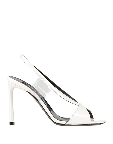 SERGIO ROSSI Sandals White Leather, Plastic