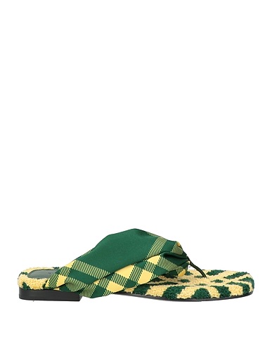 BURBERRY Flip flops Green Textile fibers, Leather