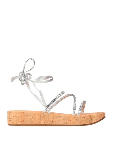 ANCIENT GREEK SANDALS Mules and clogs Silver Textile fibers