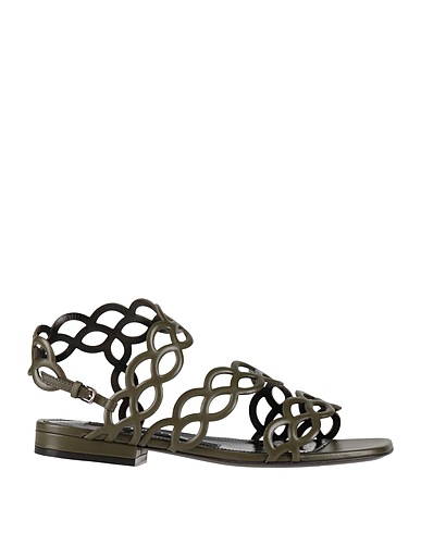 SERGIO ROSSI Sandals Military green Leather
