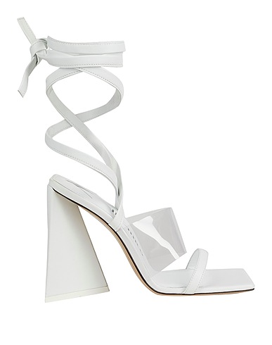 THE ATTICO Sandals White Leather, Textile fibers