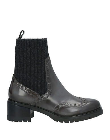SANTONI Ankle boot Charcoal Leather, Textile fibres