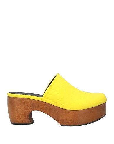 GRIFONI Mules and clogs Yellow Textile fibres