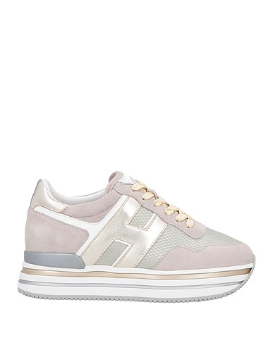 HOGAN Sneakers Grey Leather, Textile fibres