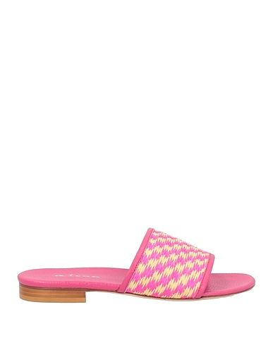 KITON Sandali Fucsia Pelle, Rafia naturale