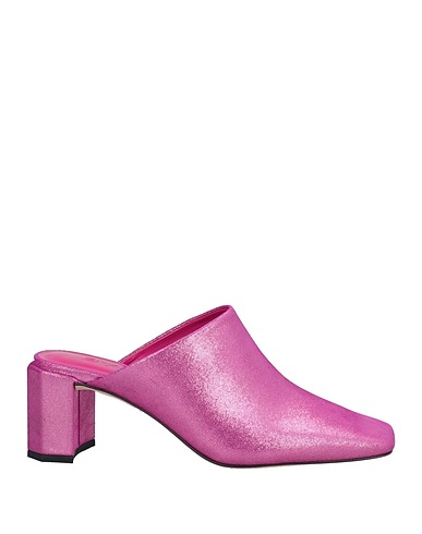 BY FAR Mules and clogs Fuchsia Leather, Textile fibres