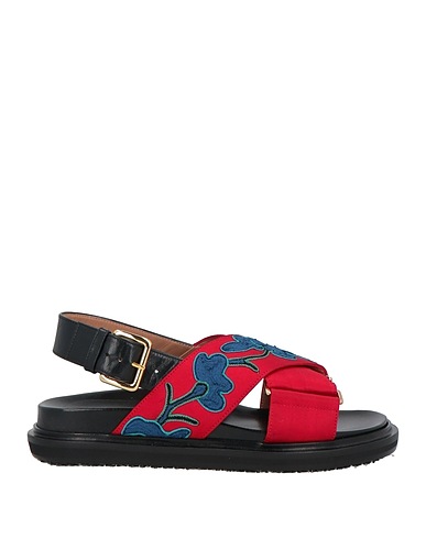 MARNI Sandals Red Textile fibers, Leather