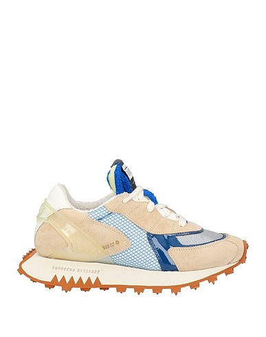 RUN OF Sneakers Beige Leather, Textile fibres