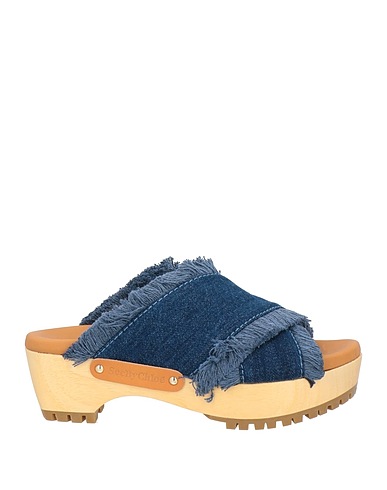 SEE BY CHLOÉ Mules and clogs Blue Textile fibres, Calfskin