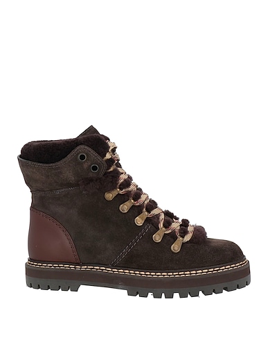 SEE BY CHLOÉ Ankle boot Dark brown Calfskin, Shearling