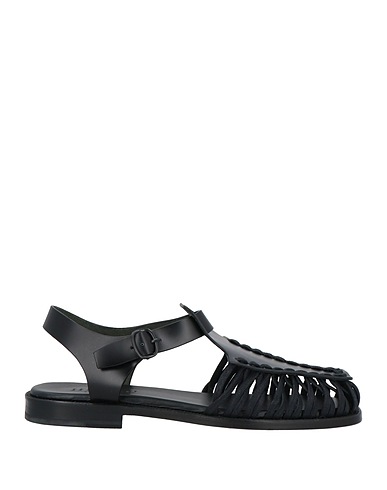 HEREU Sandals Black Leather, Textile fibers
