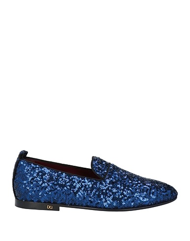 DOLCE&GABBANA Loafers Bright blue 80% Polyester, 10% Cotton, 10% Calfskin