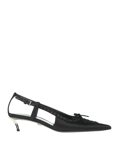 VERSACE Pump Black Leather, Textile fibers
