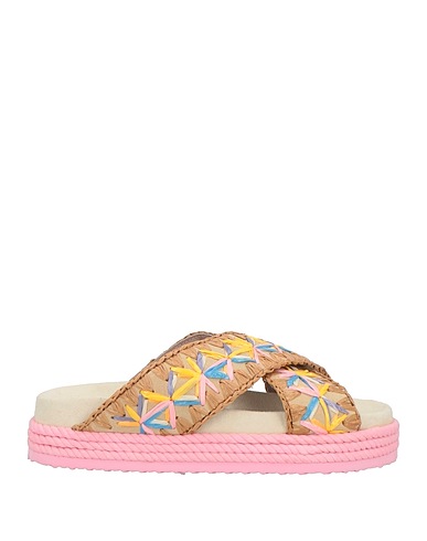 MOU Sandals Light brown Cow leather, Natural raffia
