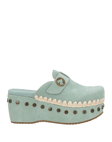 MOU Mules y zuecos VERDE SALVIA Piel de bovino