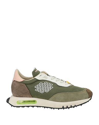 BEPOSITIVE Sneakers Military green Leather, Textile fibers