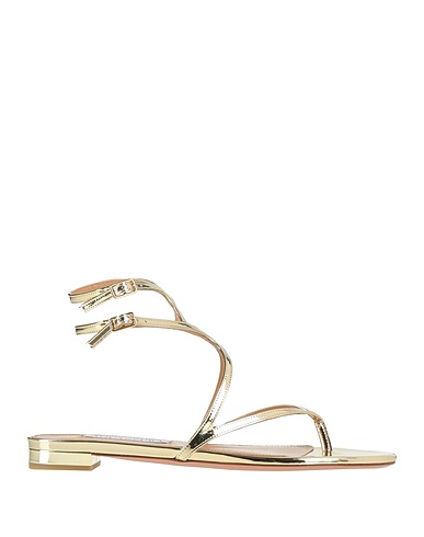 AQUAZZURA Flip flops Gold Textile fibers