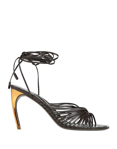 FERRAGAMO Sandals Dark brown Calfskin, Lambskin