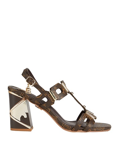 LAURA BIAGIOTTI Sandals Dark brown Textile fibres