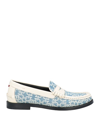 BALLY Loafers Pastel blue Leather, Textile fibres
