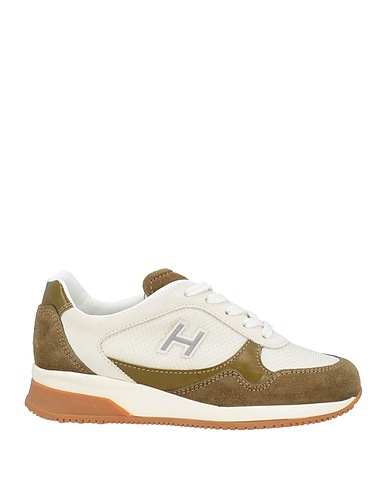 HOGAN Sneakers Military green Leather, Textile fibres