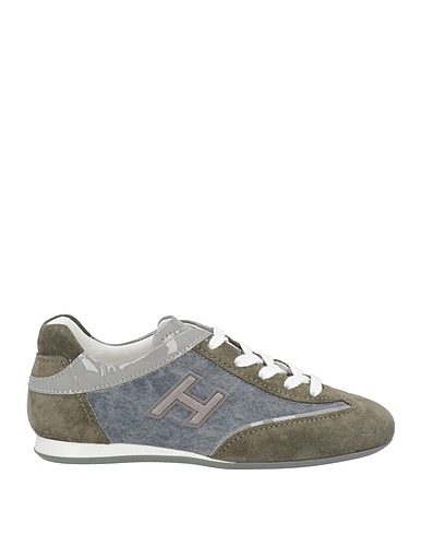 HOGAN Sneakers Verde militare Pelle, Fibre tessili