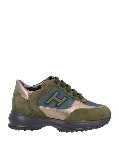 HOGAN Sneakers JUNIOR Verde militare Pelle, Fibre tessili