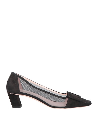ROGER VIVIER Court Black Leather, Textile fibres