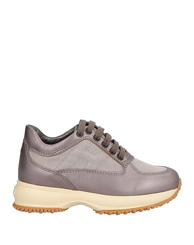 HOGAN Sneakers Gris taupe Cuir, Fibres textiles