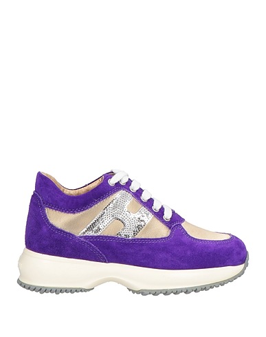 HOGAN Sneakers Purple Leather, Textile fibres