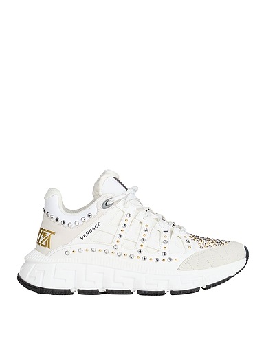 VERSACE Sneakers White Calfskin, Textile fibers