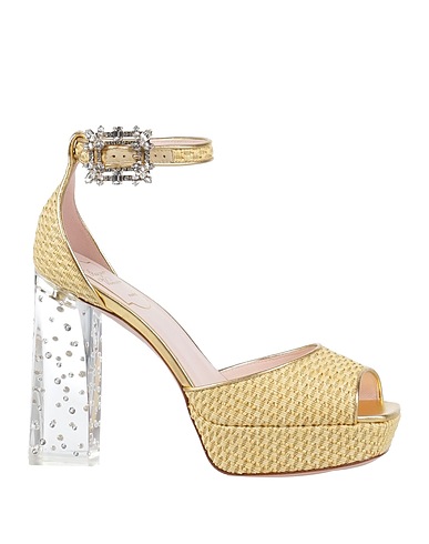 ROGER VIVIER Sandals Beige Textile fibers, Leather