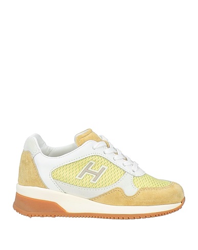 HOGAN Sneakers Light green Leather, Textile fibres