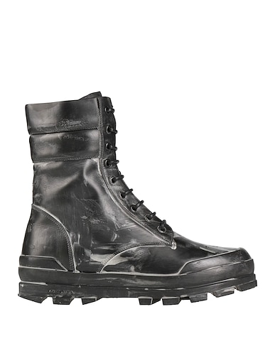 GUESS Ankle boot Black Leather, Textile fibers