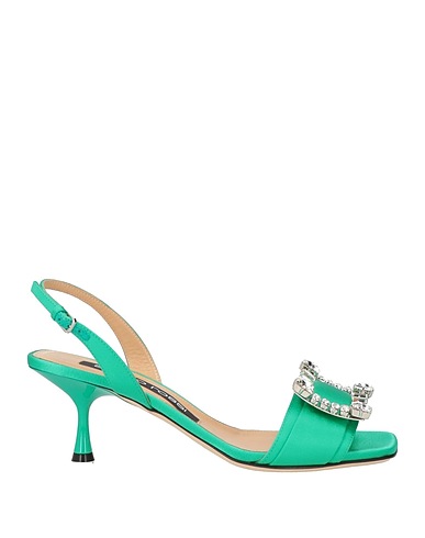 SERGIO ROSSI Sandals Emerald green Textile fibres