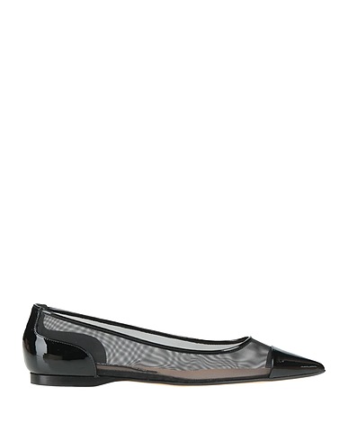 SERGIO ROSSI Ballet flats Black Leather, Textile fibers